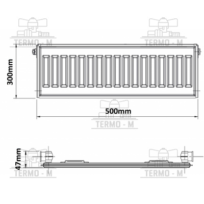 KORADO 10S 300 x 500  BOCNE PRIPOJENIE