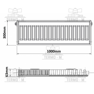 KORADO 11K 300 x 1000   BOCNE PRIPOJENIE