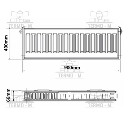 KORADO 21K 400 x 900   BOCNE PRIPOJENIE