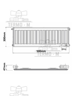 KORADO 10VK 300 x 500    SPODNE PRIPOJENIE