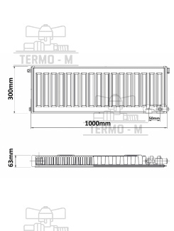 KORADO 11VK 300 x 1000   SPODNE PRIPOJENIE