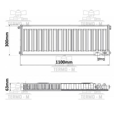 KORADO 11VK 300 x 1100   SPODNE PRIPOJENIE