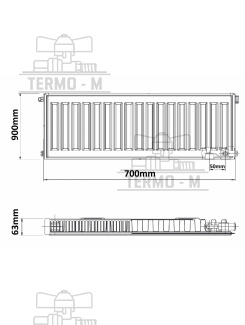 KORADO 11VK 900 x 700  SPODNE PRIPOJENIE