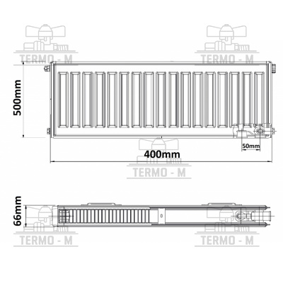 KORADO 20VK 500 x 400  SPODNE PRIPOJENIE