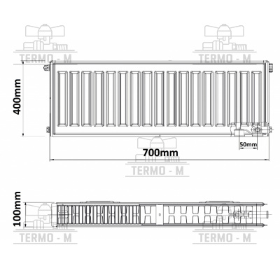 KORADO 22VK 400 x 700  SPODNE PRIPOJENIE