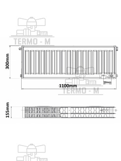 KORADO 33VK 300 x 1100  SPODNE PRIPOJENIE