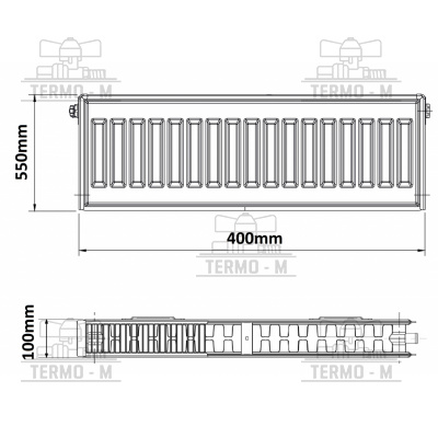 KORADO 22R 550 x 400   BOCNE PRIPOJENIE